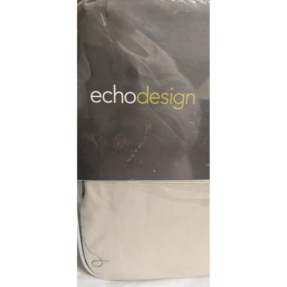 Echodesign TWIN Size 100 % Cotton Sateen Sheet Set,300tc Ovation‎ Ivory / Black